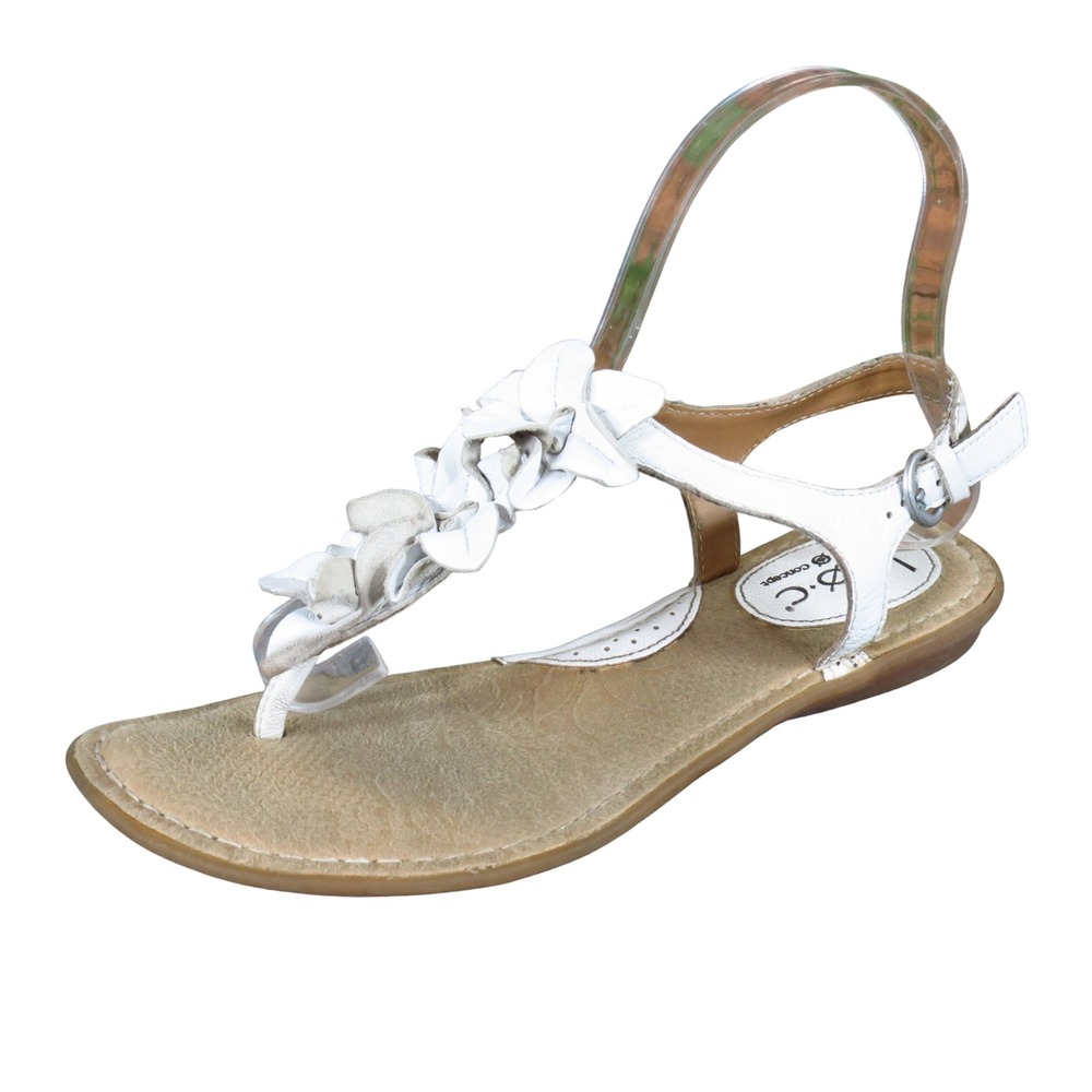 b.o.c. Born Concept Women‎ Thong Sandals Size 6 Casual Floral White Leather